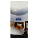 Blue and White Transferware Tea Set with Decorative Eggs