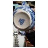 Blue and White Transferware Tea Set with Decorative Eggs