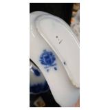 Blue and White Transferware Tea Set with Decorative Eggs