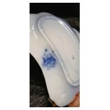 Blue and White Transferware Tea Set with Decorative Eggs