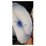 Blue and White Transferware Tea Set with Decorative Eggs