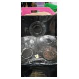 Cut Glass Floral Pattern Dessert Plates Set