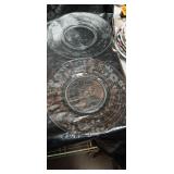 Cut Glass Floral Pattern Dessert Plates Set