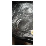 Cut Glass Floral Pattern Dessert Plates Set