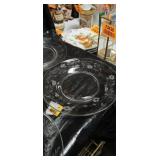 Cut Glass Floral Pattern Dessert Plates Set