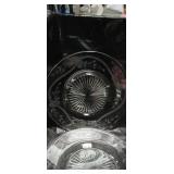 Cut Glass Floral Pattern Dessert Plates Set