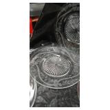 Cut Glass Floral Pattern Dessert Plates Set