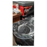 Cut Glass Floral Pattern Dessert Plates Set