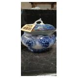 Flow Blue Covered Sugar Bowl