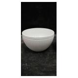 White Milk Glass Ribbed Bowl