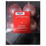 Shatterproof Holiday Ornament Set - Pink and Silver Glitter