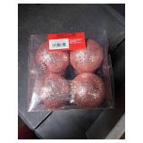 Shatterproof Holiday Ornament Set - Pink and Silver Glitter