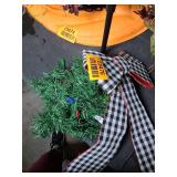 Black and White Buffalo Check Holiday Bow with Red Tails & Garland