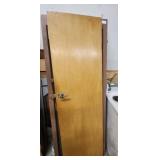 Mid-Century Hollow Interior Door with Original Hardware - has damage to the veneer - 23 7/8" W x 79 7/8" H x 1 1/4" D
