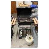 Patio Master Portable Gas Grill with Propane Tank (no model # listed on it) - needs cleaning, untested. (Has charcoal inside of it)