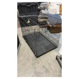 Petmate X-Large Wire Dog Crate - 24" W x 42" D x 31.5" H - has some patina on hinges, two chips in plastic base pan, overall sturdy condition