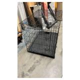 Petmate X-Large Wire Dog Crate - 24" W x 42" D x 31.5" H - has some patina on hinges, two chips in plastic base pan, overall sturdy condition