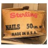 Sterling 10 Casing Galvanized Nails - a little less than half full box (box cardboard is worn out on the bottom, box will be inside of another box for transport)