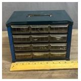 Blue Metal Small Parts Storage Cabinet - includes misc hardware inside of drawers