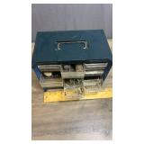 Blue Metal Small Parts Storage Cabinet - includes misc hardware inside of drawers