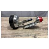 Vintage Radar-Lite Rail Light by Burgess - untested.  Switch on the back red light is stuck and not moving, switch for front light does move. Unsure of battery type