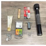 Ice scraper, flashlight (untested), spark plug, 4-flat 12
