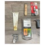 Ice scraper, flashlight (untested), spark plug, 4-flat 12