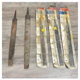 Metal files including 3 Nicholson 10-inch Mill Files still in the packages