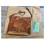 Patricia Nash Brown Leather Hobo Purse w/ Dust Cover (has some wear and fade on the outer leather - inside has stains) good structural condition. Includes a frog Checkbook wallet