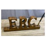 Wooden Desk Plate with Pen Holder with Initials of ERC