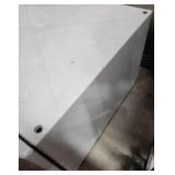 Washer/Dryer Pedestal with Storage Drawer - White - no brand markings - 27" W x 26" D x 15" H. 25.5" length between middle of holes for feet. Drawer doesn