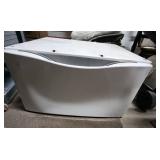 Washer/Dryer Pedestal with Storage Drawer - White - no brand markings - 27" W x 26" D x 15" H. 25.5" length between middle of holes for feet. Drawer doesn
