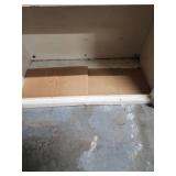 White Metal Storage Cabinet with Adjustable Shelves. 25"W x 12"D x 30"H  wall mountable.  Some patina and finish wear (dirt inside shelves)