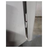 White Metal Storage Cabinet with Adjustable Shelves. 25"W x 12"D x 30"H  wall mountable.  Some patina and finish wear (dirt inside shelves)