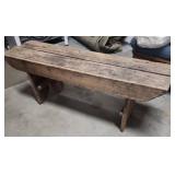 Hand made Wooden Bench - needs legs repaired (suggest adding thicker legs) -  48"W x 13"D x 17"H