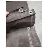 Large Heavy Duty brown canvas tarp with metal grommets - approx 212" L x 112" W - looks to be in good condition (has musty smell from being in storage)