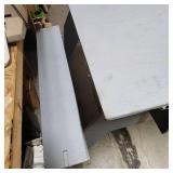 Gray picnic table - no screws needed to assemble. Only Partially assembled for pics, needs a soft mallet to help fully assemble as joints are tight - approx 48" W x 48" L - overall good conditon