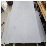 Gray picnic table - no screws needed to assemble. Only Partially assembled for pics, needs a soft mallet to help fully assemble as joints are tight - approx 48" W x 48" L - overall good conditon