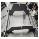 Gray picnic table - no screws needed to assemble. Only Partially assembled for pics, needs a soft mallet to help fully assemble as joints are tight - approx 48" W x 48" L - overall good conditon