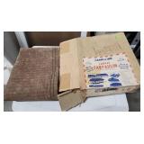 Camp Inn 8x8 Canvas Tarpaulin in original box - says Mildew resistant but it may have some mildew spots showing on it (looks unused though) has musty smell from being in storage/box