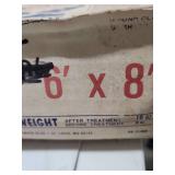 Camp Inn 8x8 Canvas Tarpaulin in original box - says Mildew resistant but it may have some mildew spots showing on it (looks unused though) has musty smell from being in storage/box