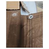 Camp Inn 8x8 Canvas Tarpaulin in original box - says Mildew resistant but it may have some mildew spots showing on it (looks unused though) has musty smell from being in storage/box