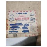 Camp & Inn 8x10 Canvas Tarpaulin - appears new in open box.  Very good condition.  Light musty smell from being in storage /box, just needs aired out.
