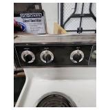 Vintage General Electric White Electric Range - function unknown, no power cord. 30" W x 26" D (including handle) x 44" H