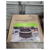 40-inch Slate Fire Pit with Deep Bowl and Cover - New, Open Box but Damaged - has one slate edge and 3 top slate pieces that have broken off