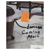 40-inch Slate Fire Pit with Deep Bowl and Cover - New, Open Box but Damaged - has one slate edge and 3 top slate pieces that have broken off