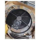 40-inch Slate Fire Pit with Deep Bowl and Cover - New, Open Box but Damaged - has one slate edge and 3 top slate pieces that have broken off