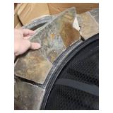 40-inch Slate Fire Pit with Deep Bowl and Cover - New, Open Box but Damaged - has one slate edge and 3 top slate pieces that have broken off