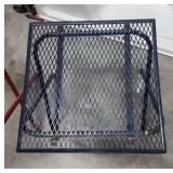 Two small metal patio folding tables - Red and Blue - decent sturdy condition. Minor paint wear and a small amount of patina  - each measures 16" W x 16" D x 16.75" H