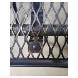 Two small metal patio folding tables - Red and Blue - decent sturdy condition. Minor paint wear and a small amount of patina  - each measures 16" W x 16" D x 16.75" H